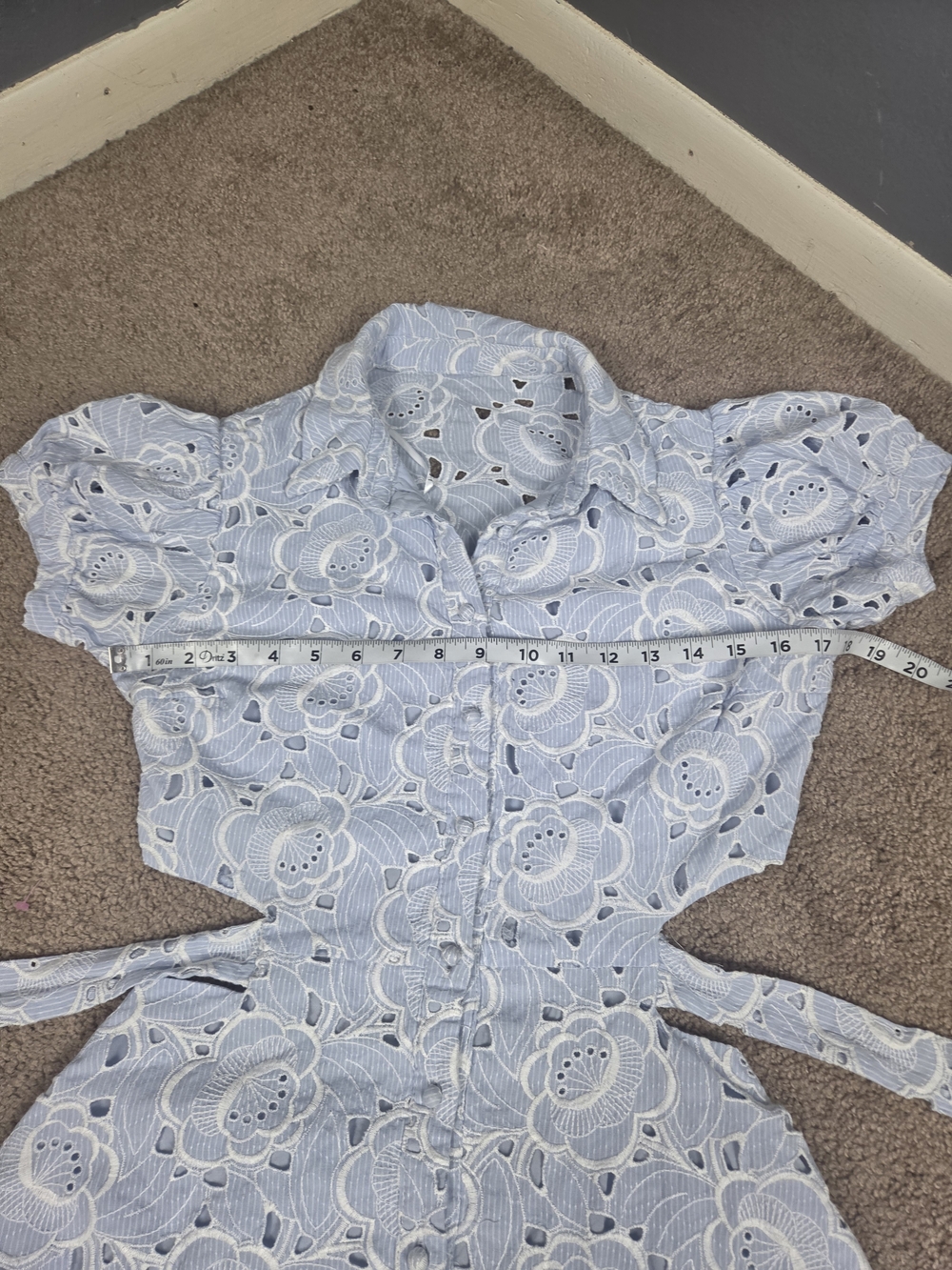 Light Blue Eyelet Shirt Dress - Women - Picture 11 of 11